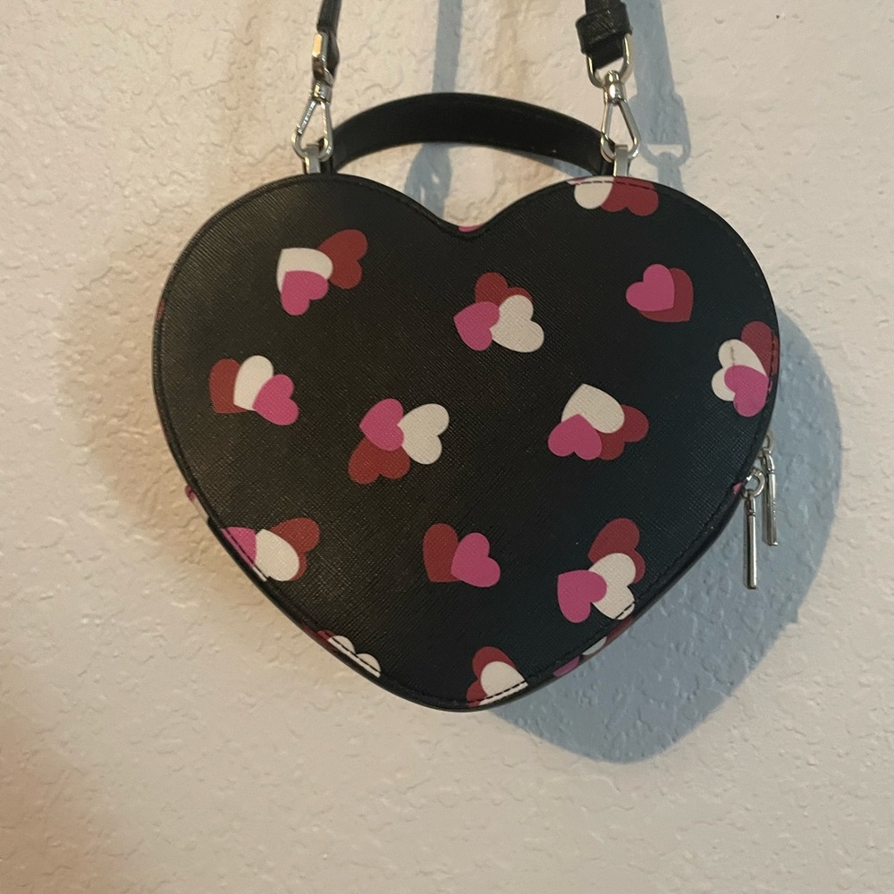 AUTHENTIC Kate Spade Love Shack Flutter Heart Printed Black Pink Multi NWT BAG